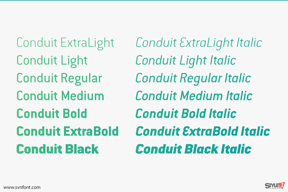 [Trả phí] SVN-Conduit (14 fonts) - Việt hóa - STYLEno.1 Fonts