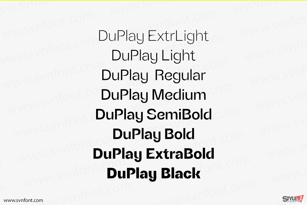 [Trả phí] SVN-DuPlay (8 fonts) - Việt hóa - STYLEno.1 Fonts